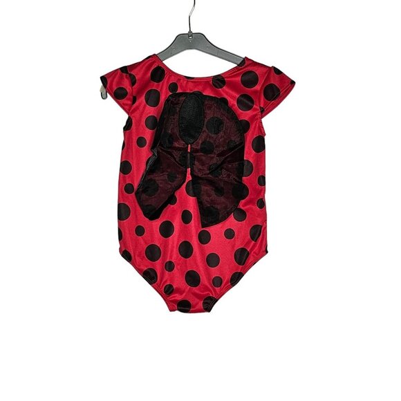 Crazy 8 Red Black Lady Bug Wings Short Sleeve Leotard Costume 4 5 "Years NWT - Picture 6 of 6
